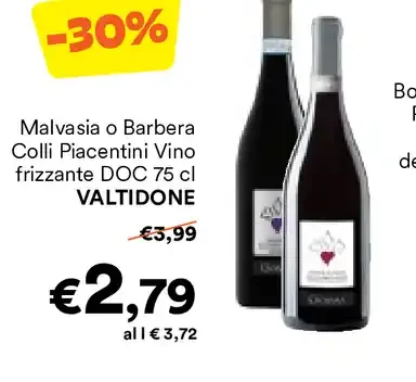 Malvasia o Barbera Colli Piacentini Vino frizzante DOC