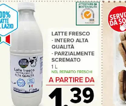 Latte fresco intero alta qualità parzialmente scremato
