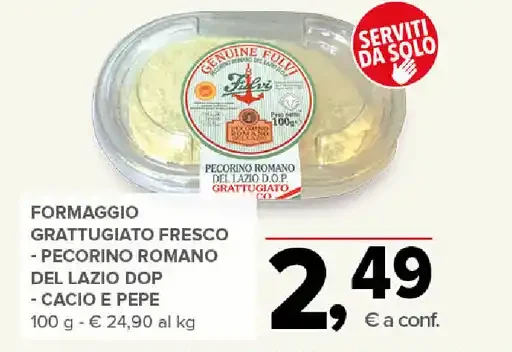 Formaggio grattugiato fresco pecorino romano del Lazio DOP cacio e pepe