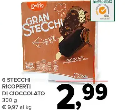 6 stecchi ricoperti di cioccolato