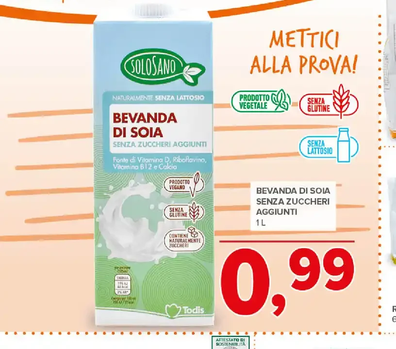 Bevanda di soia senza zuccheri aggiunti