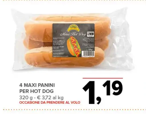 4 maxi panini per hot dog