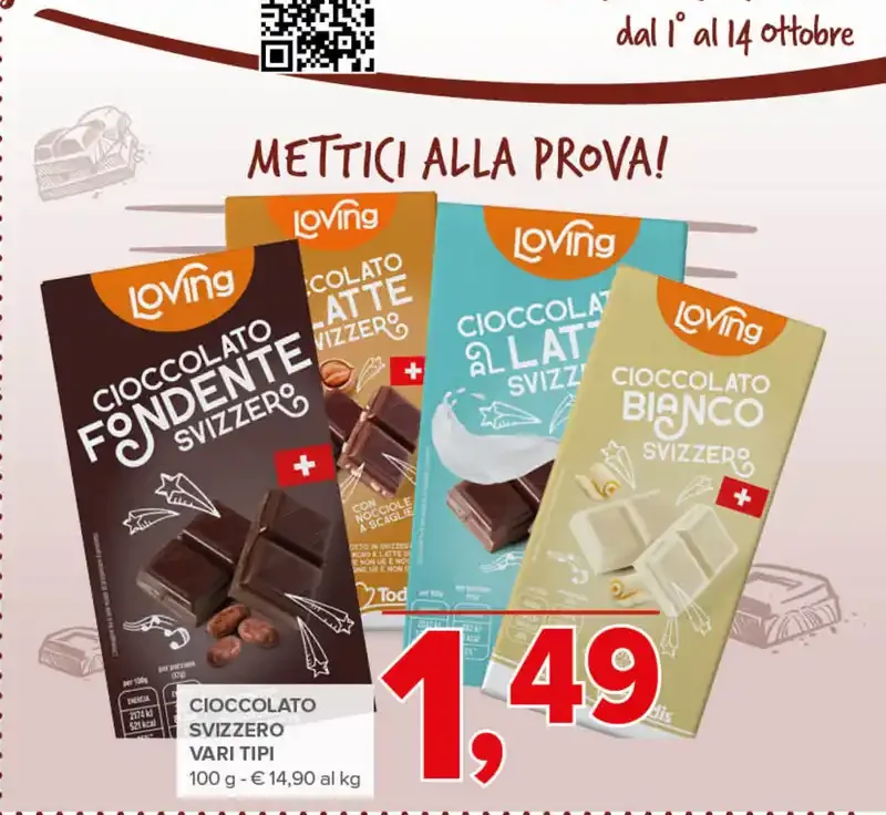 Cioccolato svizzero vari tipi