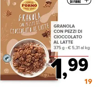 Granola con pezzi di cioccolato al latte