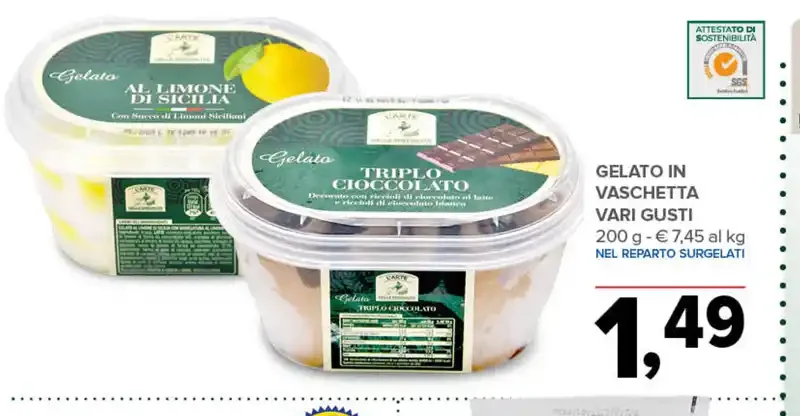 Gelato in vaschetta, vari gusti