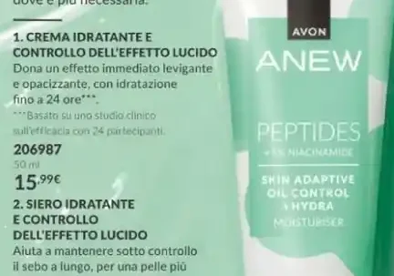 Anew Peptides crema idratante e controllo dell'effetto lucido