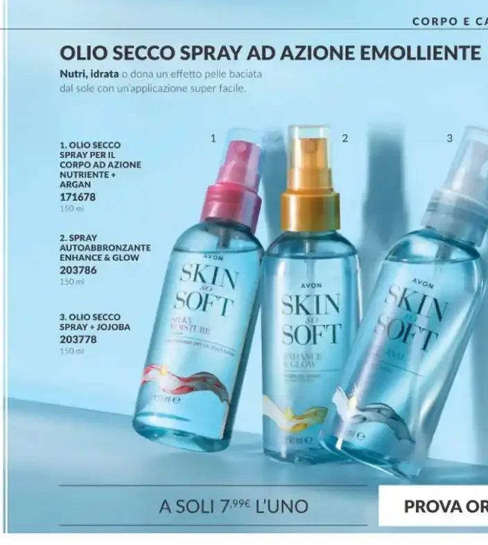 Olio secco spray ad azione emolliente
