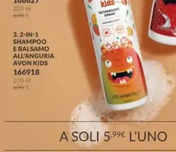 Shampoo e balsamo alla vaniglia Avon Kids