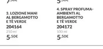 Lozione mani al bergamotto e tè verde