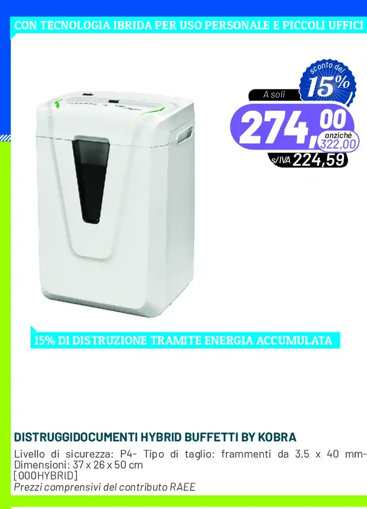 Distruggidocumenti hybrid Buffetti by Kobra