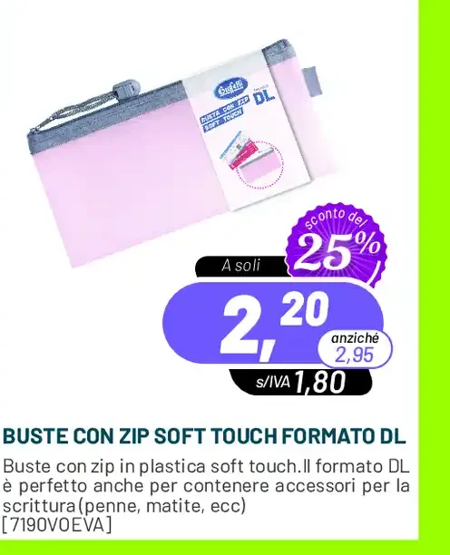 Buste con zip soft touch formato DL