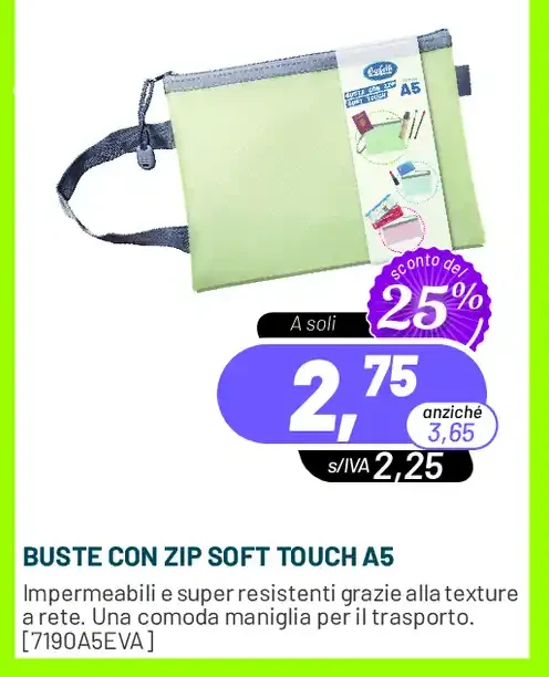 Buste con zip soft touch A5