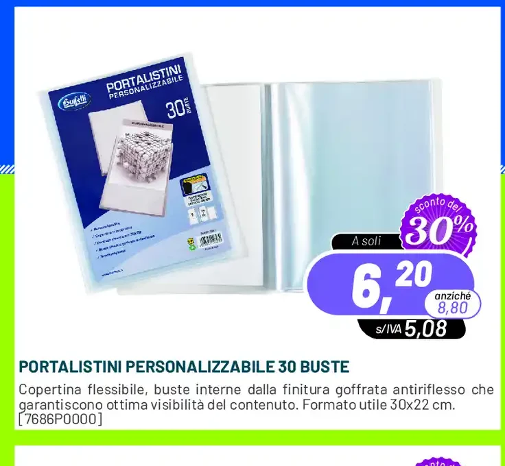 Porta listini personalizzabile 30 buste