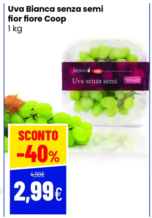 Uva Bianca senza semi fior fiore Coop