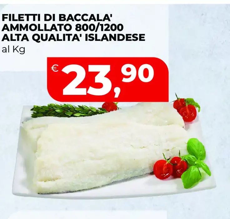 Filetti di baccalà ammollato 800/1200 alta qualità islandese