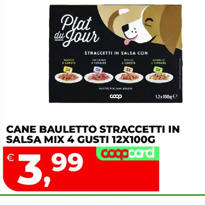 Cibo umido cane Bauletto straccetti in salsa mix 4 gusti