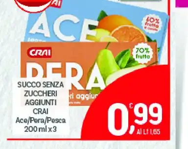 Succo senza zuccheri Ace/Pera/Pesca