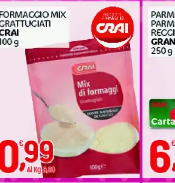 Formaggio mix grattugiati Crai