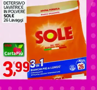 Detersivo lavatrice in polvere Sole