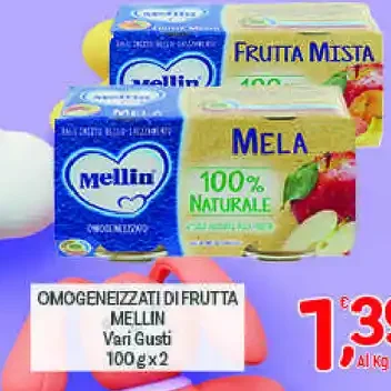 Omogeneizzati di frutta Mellin vari gusti