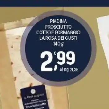 Piadina prosciutto cotto e formaggio