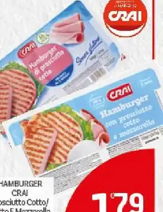 Hamburger Crai prosciutto cotto, cotto e mozzarella