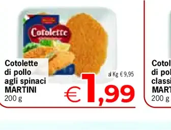 Cotolette di pollo agli spinaci Martini