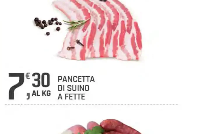 Pancetta di suino a fette