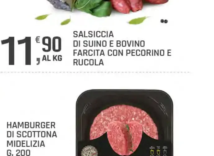 Salsiccia di suino e bovino farcita con pecorino e rucola