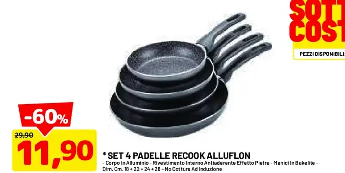 Set 4 padelle recook Alluflon