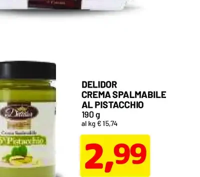 Crema spalmabile al pistacchio Delidor