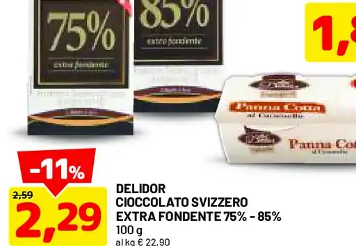 Cioccolato svizzero extra fondente Delidor