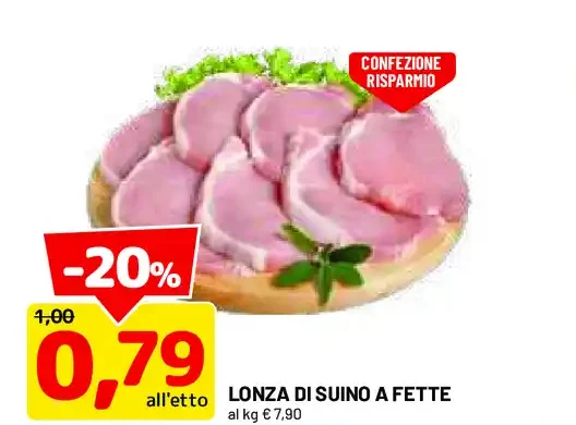 lonza di suino a fette