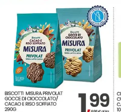 Biscotti Misura PiùVita gocce di cioccolato, cacao e riso soffiato