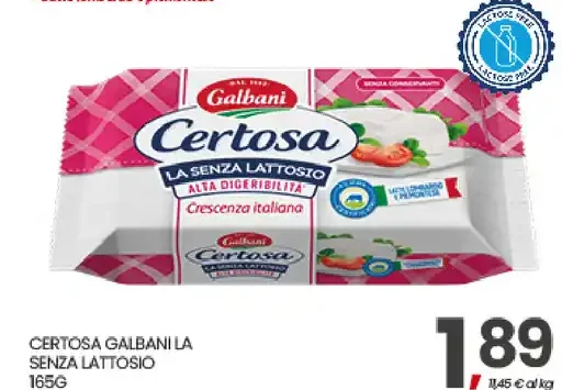 Certosa Galbani senza lattosio