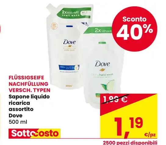 Sapone liquido ricarica Dove