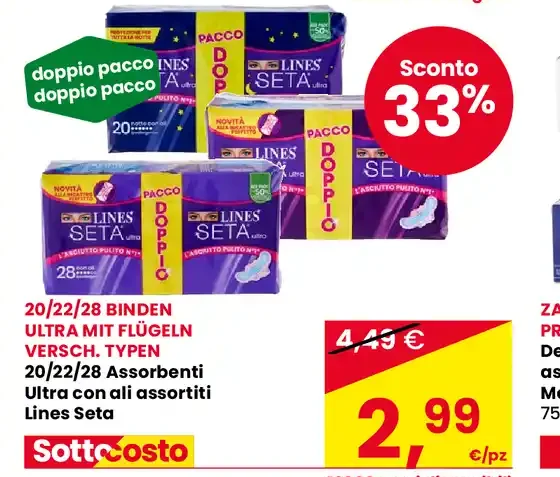 Assorbenti Ultra con ali Lines Seta