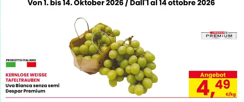 Uva bianca senza semi