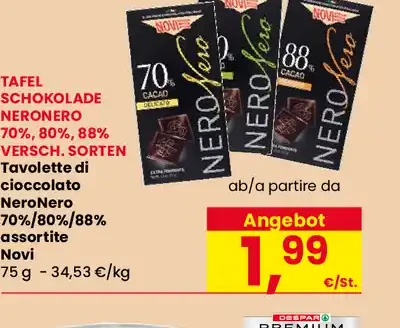Tavolette di cioccolato NeroNero assortite