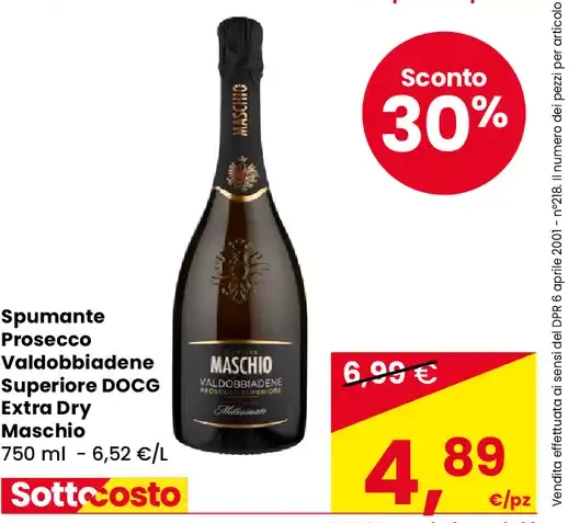 Spumante Prosecco Valdobbiadene Superiore DOCG Extra Dry Maschio