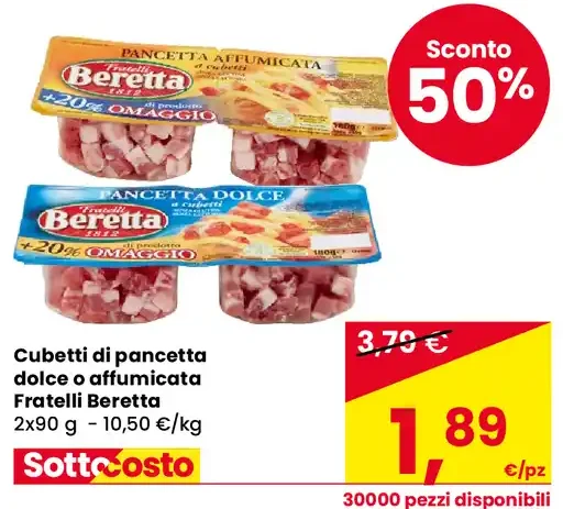 Cubetti di pancetta dolce o affumicata Fratelli Beretta