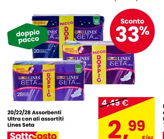 Assorbenti Ultra con ali assortiti Lines Seta