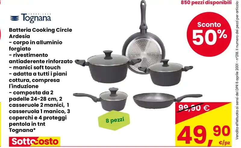 Batteria da cucina 8 pezzi Tognana
