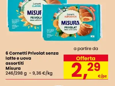 Cornetti Privolat senza latte e uova assortiti