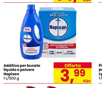 Additivo per bucato liquido o polvere Napisan