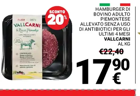 Hamburger di bovino adulto piemontese Vallcarni