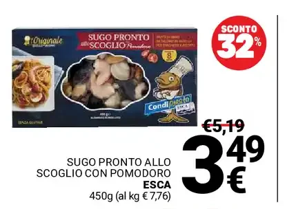 Sugo pronto allo scoglio con pomodoro Esca