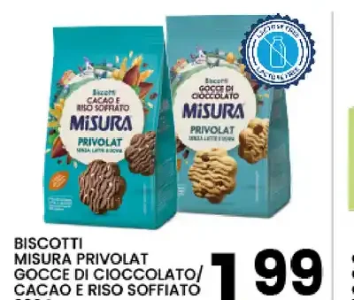 Biscotti Misura Privolat gocce di cioccolato/cacao e riso soffiato