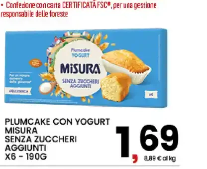 Plumcake con yogurt Misura senza zuccheri aggiunti