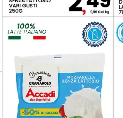 Mozzarella senza lattosio